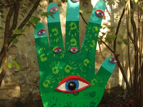 Décor réalisé par des enfants de Bagneux, Si t'es môme 2008, parc du Puits-Saint-Etienne