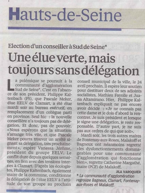 Suites de l'élection de Pascale Méker au bureau communautaire. Suites de l'élection de Pascale Méker au bureau communautaire.